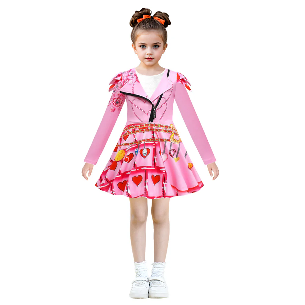 Girls Queen Of Hearts Costume Bridget Pink Dress Pants and Wig for Halloween Carnival - Image 5