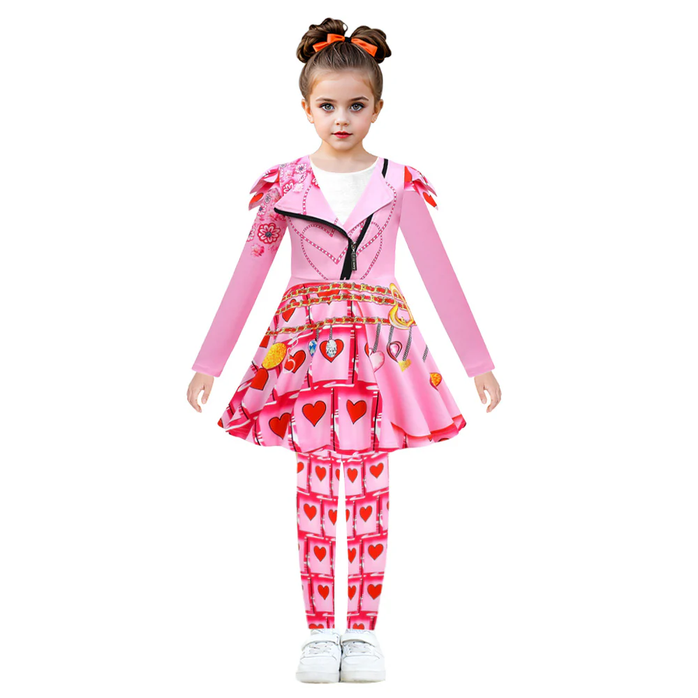 Girls Queen Of Hearts Costume Bridget Pink Dress Pants and Wig for Halloween Carnival - Image 7
