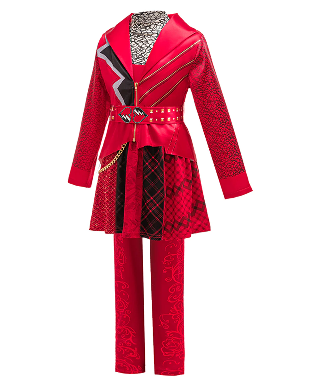 Girls Red Princess Outfit Gothic Jacket Pants and Skirt Full Set for Halloween Role Play - Image 8