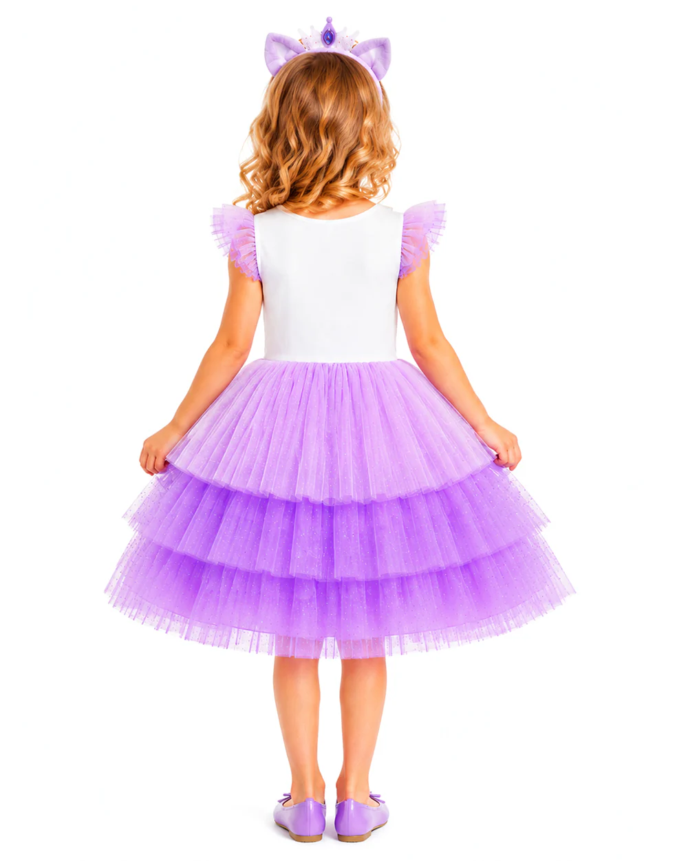 Girls Sweetie Dress Purple Dog Princess Layered Tutu Dress for Halloween Carnival - Image 4