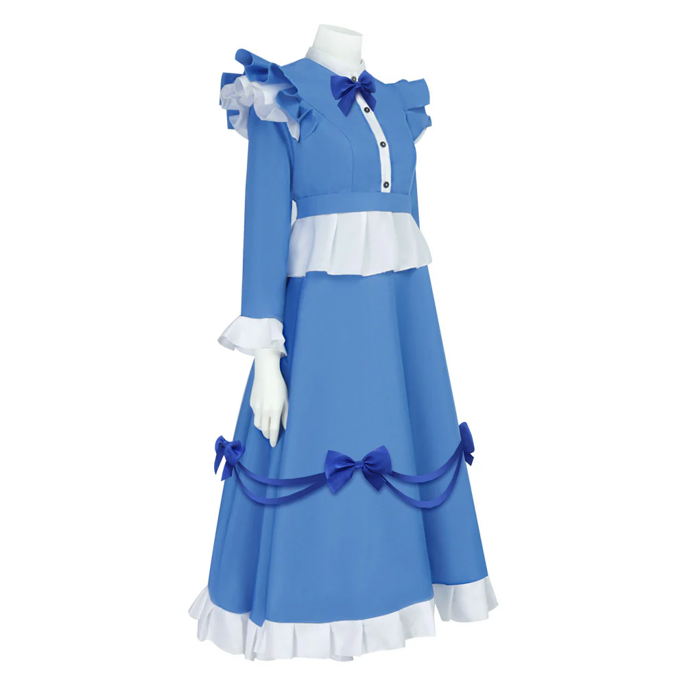 Girls The Incredible Doll Costume Blue Maid Dress with Matching Bow Accessories for Halloween Cosplay Theme Parties - Image 6