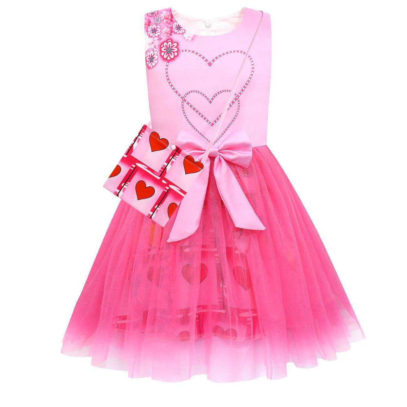Girls The Queen of Hearts Dress Pink Princess Bridget Halloween Costume with Accessories - Image 10