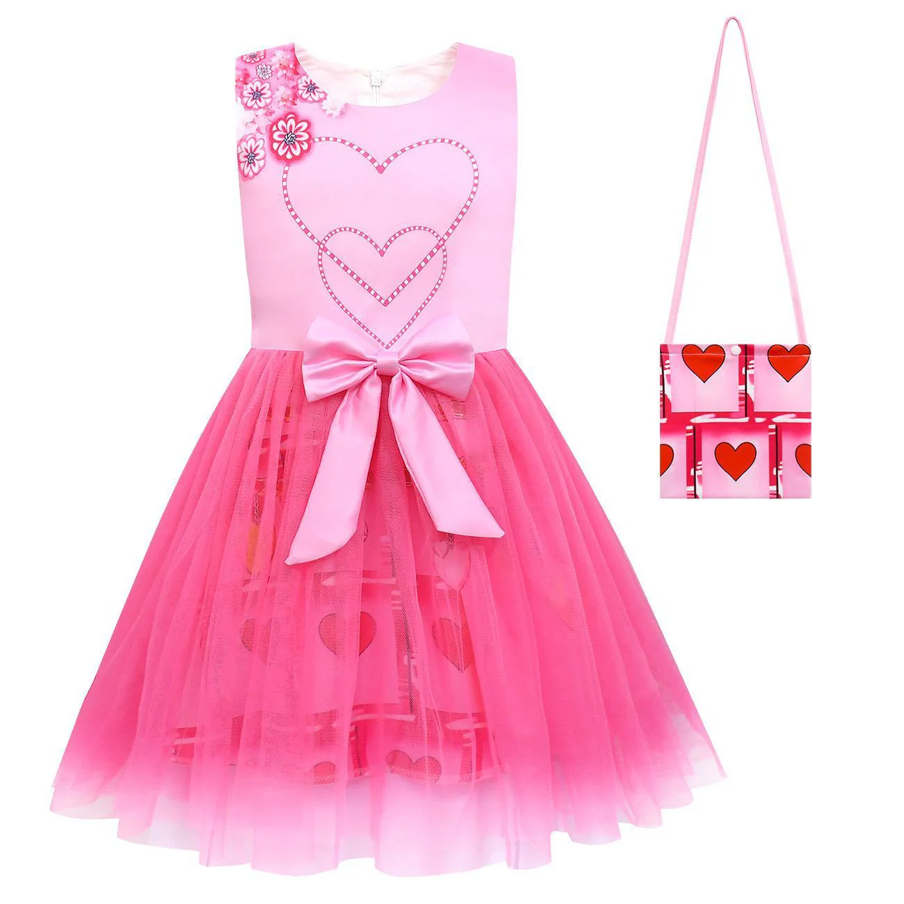 Girls The Queen of Hearts Dress Pink Princess Bridget Halloween Costume with Accessories - Image 11