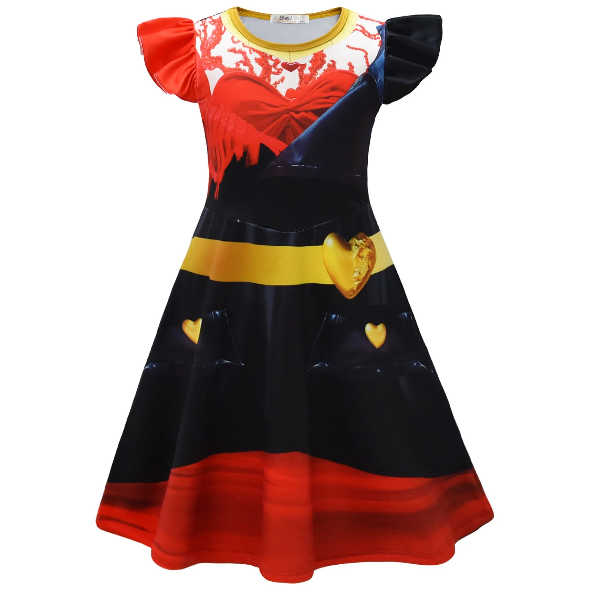 Girls Red Cosplay Dress Princess Red Fly Sleeve Dress Tutu Dress Halloween Costume - Image 3