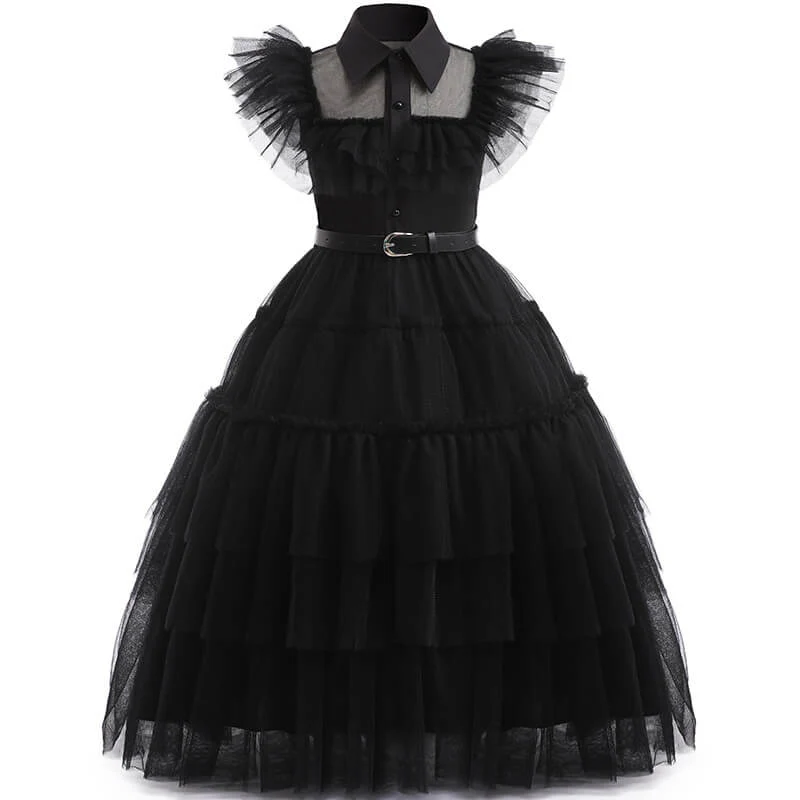 Girls Wednesday Light Up Dress Glowing Black Halloween Party Costume LED Dress Up Outfit - Image 5