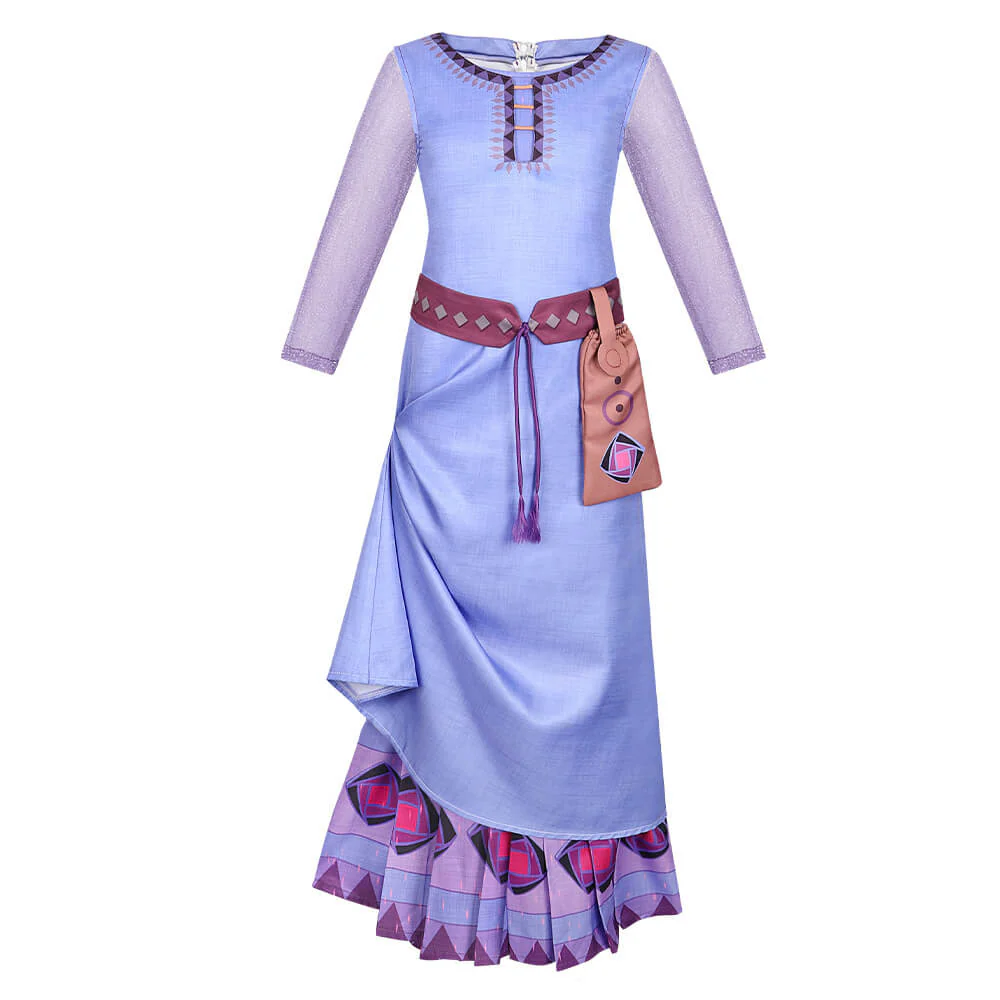 Wish Dress Asha Princess Costume Dress-up Set with Waist Bag and Belt for Girls - Image 3