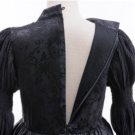 Girls Witch Dress Black Vintage Ruffled Puff Sleeves Tiered Dress for Cosplay Events - Image 7