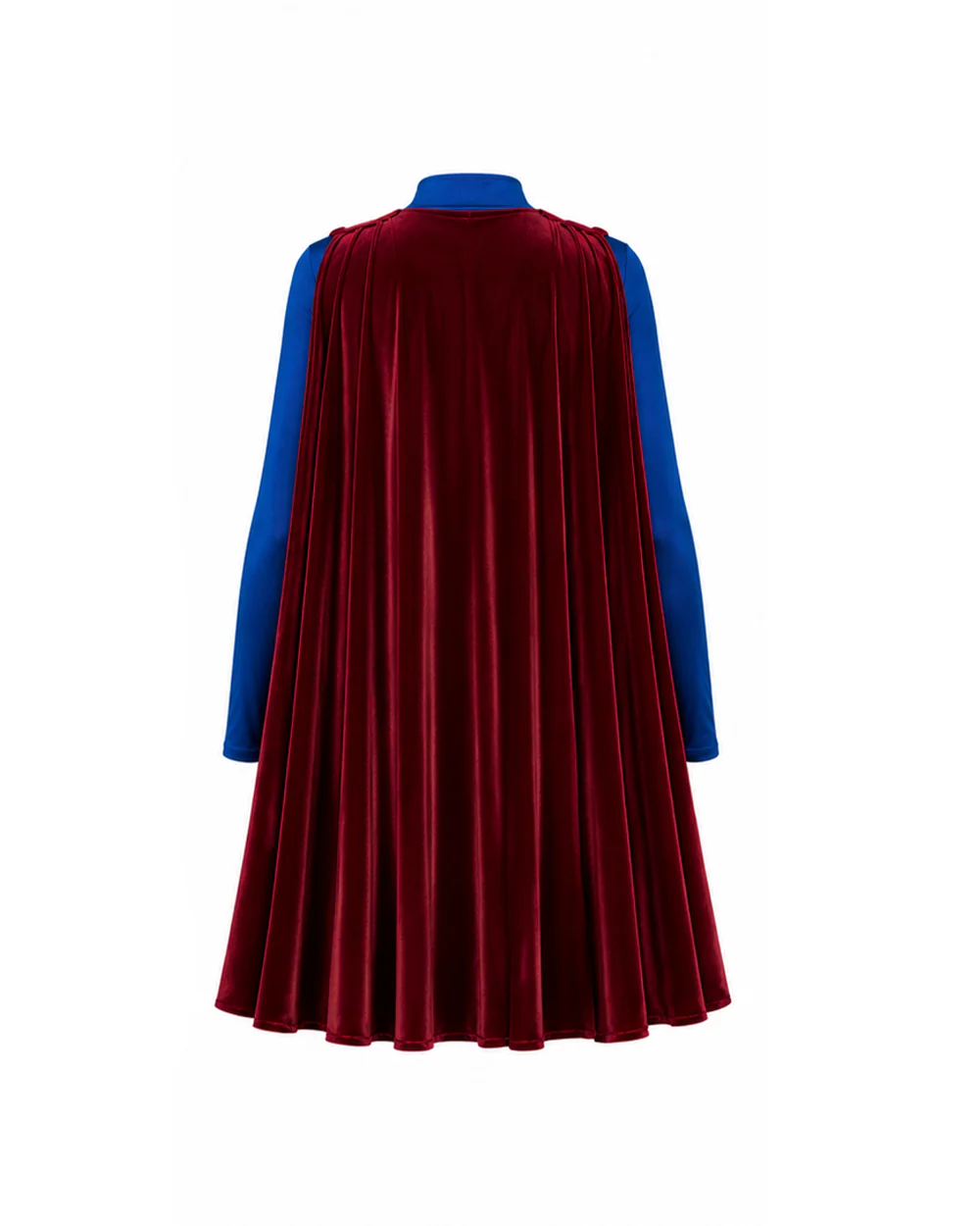 Girls Women Heroine Costume Long Sleeve Velvet Pleated Dress with Red Detachable Cape for Comic Con - Image 10