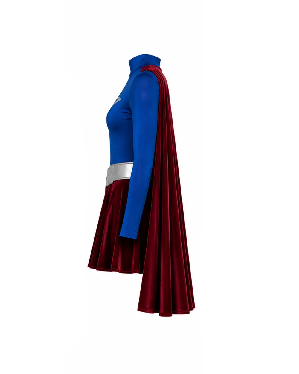 Girls Women Heroine Costume Long Sleeve Velvet Pleated Dress with Red Detachable Cape for Comic Con - Image 9