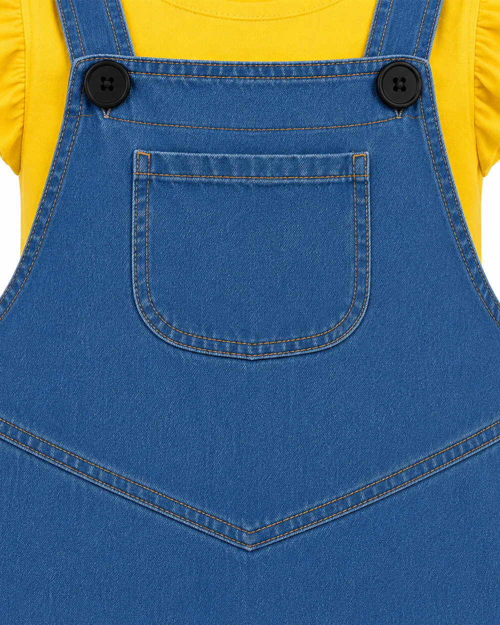 Girls Yellow Monster Costume Cute T-shirt and Denim Dress 2pcs Set for Cosplay Party Daily Wear - Image 11