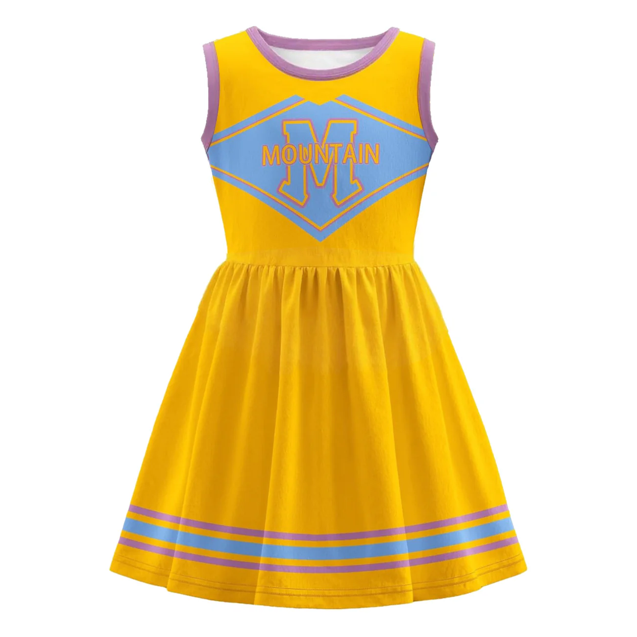 Girls Zombie Cheerleader Costume Yellow Addison Dress with Pom Poms for Halloween Carnival - Image 2