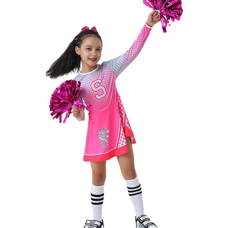 Girls Zombie Cheerleader Costume Addison Pink Dress with Pom Poms Halloween Fancy Outfit - Image 5