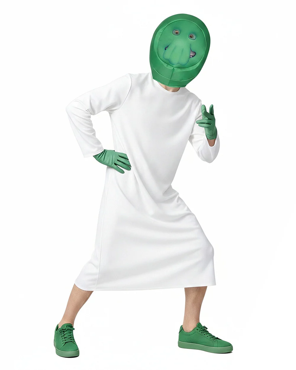 Goomi Costume Green Monster Helmet Robe and Gloves 3pcs Suit for Kids Adults Cosplay Events - Image 3