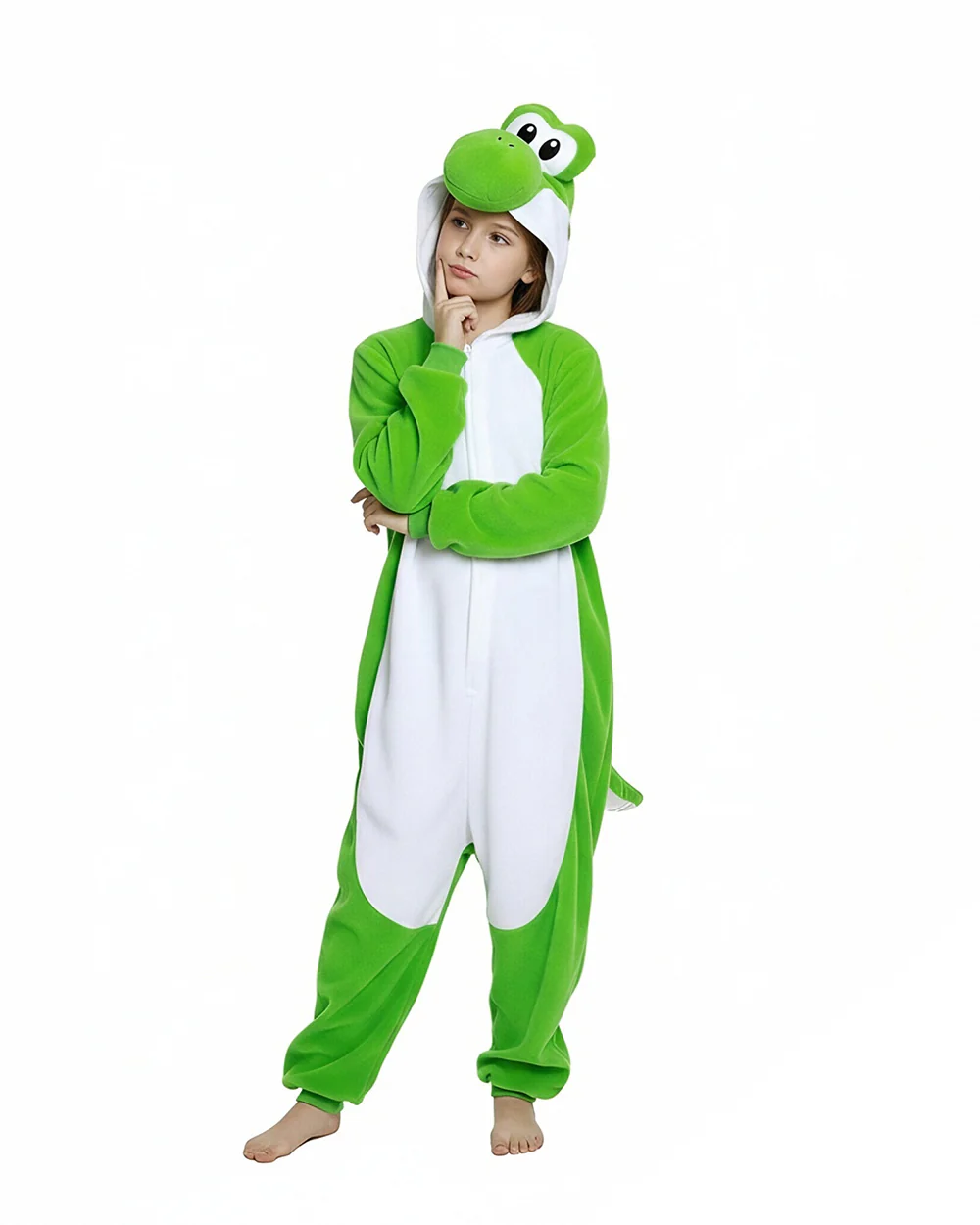 Green Dinosaur Plush Onesie Soft Pajamas with Spiky Tail for Cozy Home Wear - Image 3