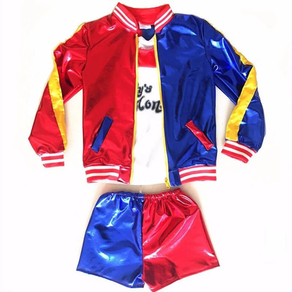 Kids Harley Costume Jacket Shirt Shorts Task Force X Cosplay Outfit Set for Halloween Carnival - Image 4