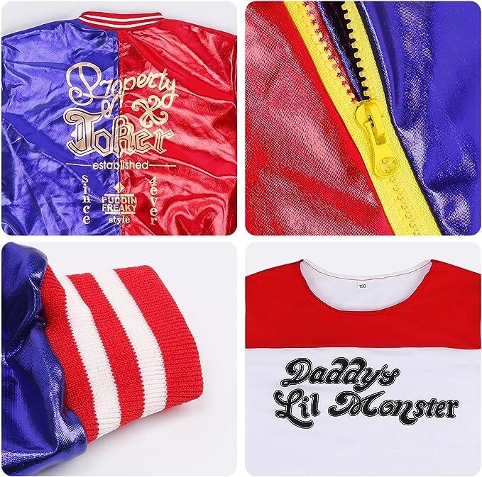 Kids Harley Costume Jacket Shirt Shorts Task Force X Cosplay Outfit Set for Halloween Carnival - Image 5