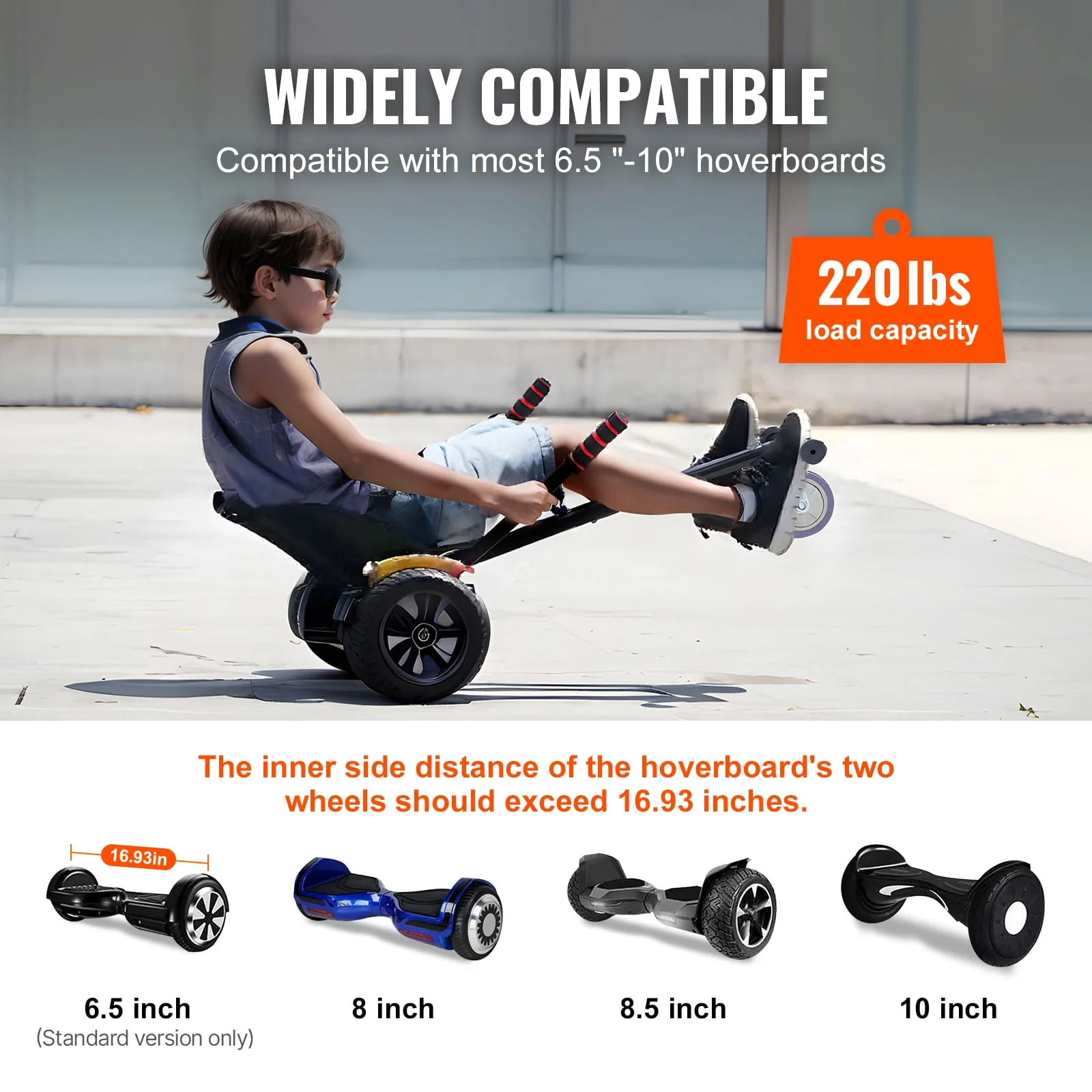 Hoverboard Seat Attachment Compatible with All 6.5" 8" 8.5" 10" Hoverboard Grips Control for Kids & Adults - Image 2