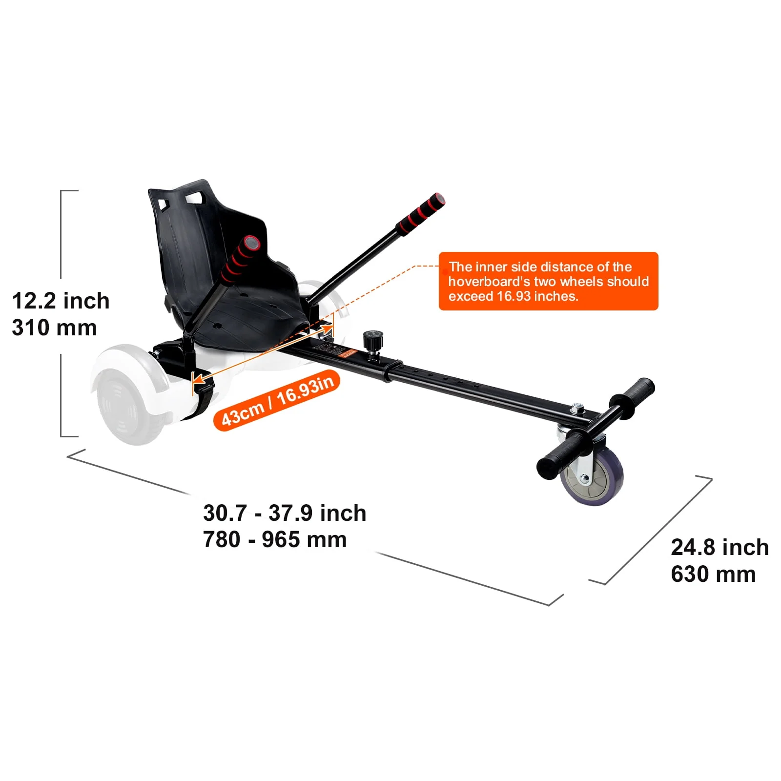 Hoverboard Seat Attachment Compatible with All 6.5" 8" 8.5" 10" Hoverboard Grips Control for Kids & Adults - Image 7
