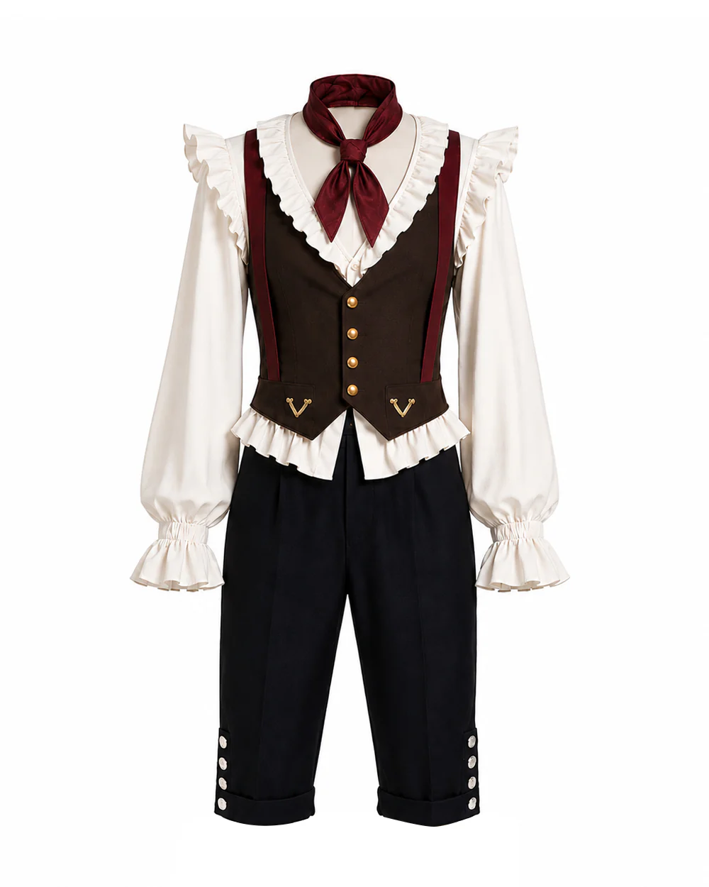 The Prince of Spooks Costume Gothic Monster White Ruffle Shirt Vest Pants Full Outfit for Boys Mens Halloween Carnival - Image 7