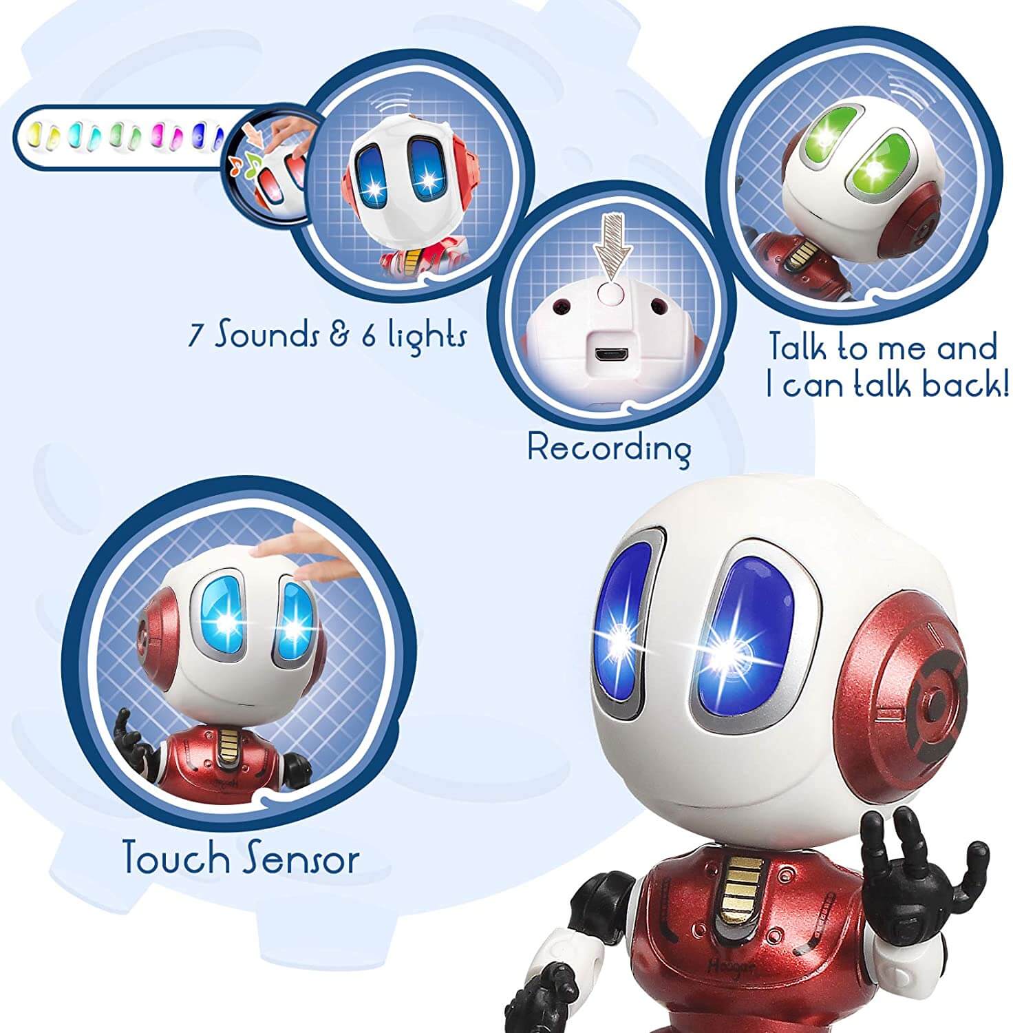 Interactive Voice Robot Intelligent Recording Alloy Gesture Touch Talking Robot Mini Electronic Doll - Image 4