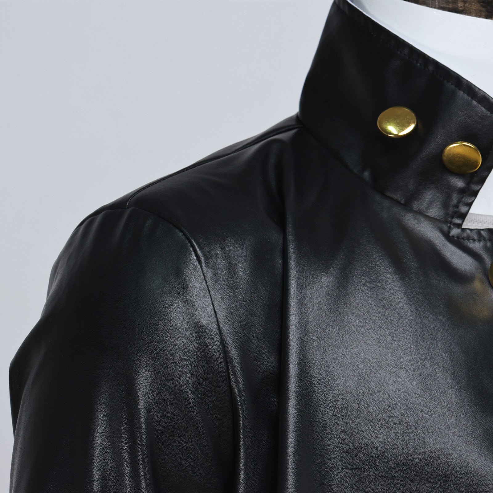 JJBA Cosplay Costume Black Unisex Qtaro PU Leather Long Coat Pants Outfit - Image 5