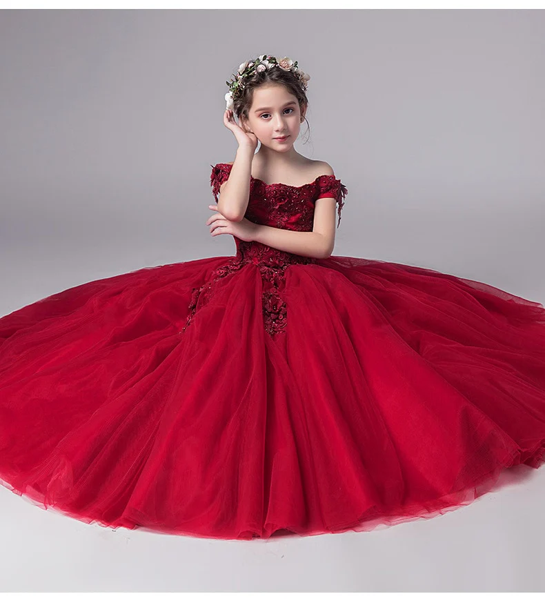 Kid Girls Tulle princess Dress Gorgeous Ball Gown Wedding Party Costume For 1-12Y - Image 4