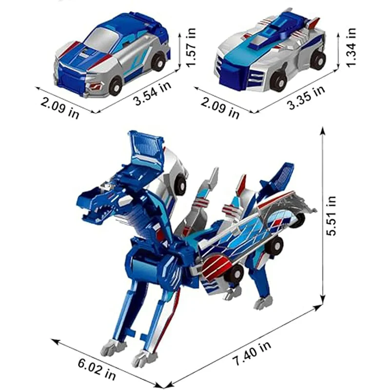 Kids 2in1 Collision Transformer Car Magnetic Cars Transform Into Dinosaur Deformed Car Set - Image 10