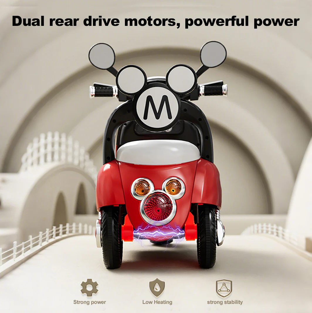 Kids 6V Electric Motorcycle 3-Wheel Stable Ride on Toys Cartoon Key Start Motorcycle - Image 6
