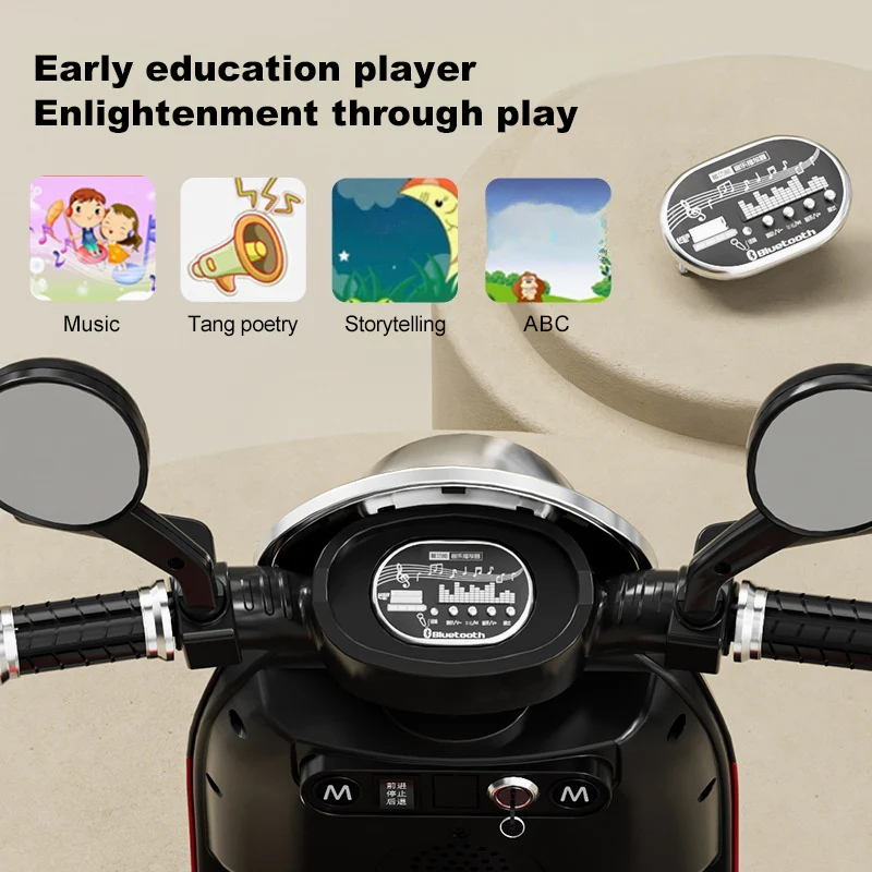 Kids 6V Electric Motorcycle 3-Wheel Stable Ride on Toys Cartoon Key Start Motorcycle - Image 8