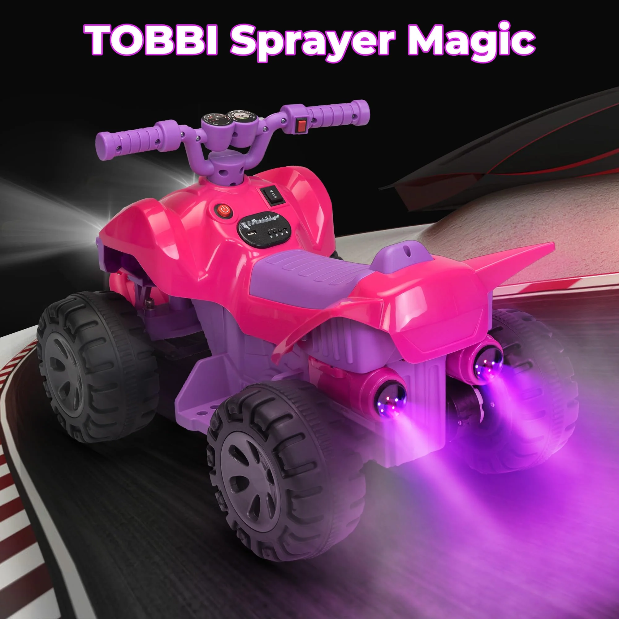 Kids 6V Electric Ride-On ATV Quad Car with Music LED Lights and Spray Device - Image 10