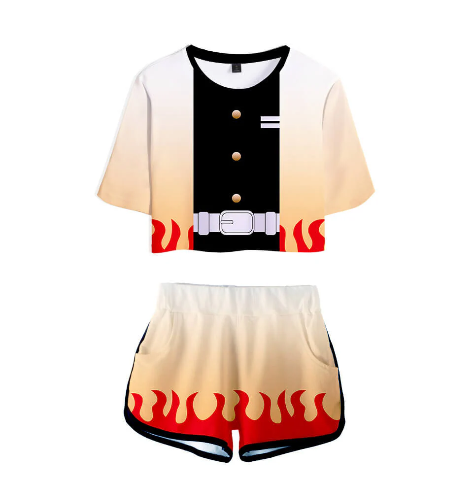 Kids Activewear Tanjiro Nezuko Running Suit Zenitsu Giyu Top and Shorts - Image 6