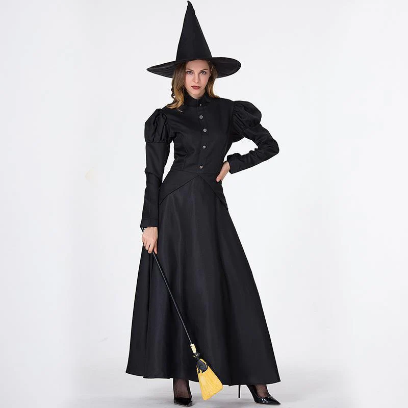 Black Witch Elphaba Costume Kids and Adults Witch Cosplay Dress with Hat Halloween Cosplay Outfit - Image 4