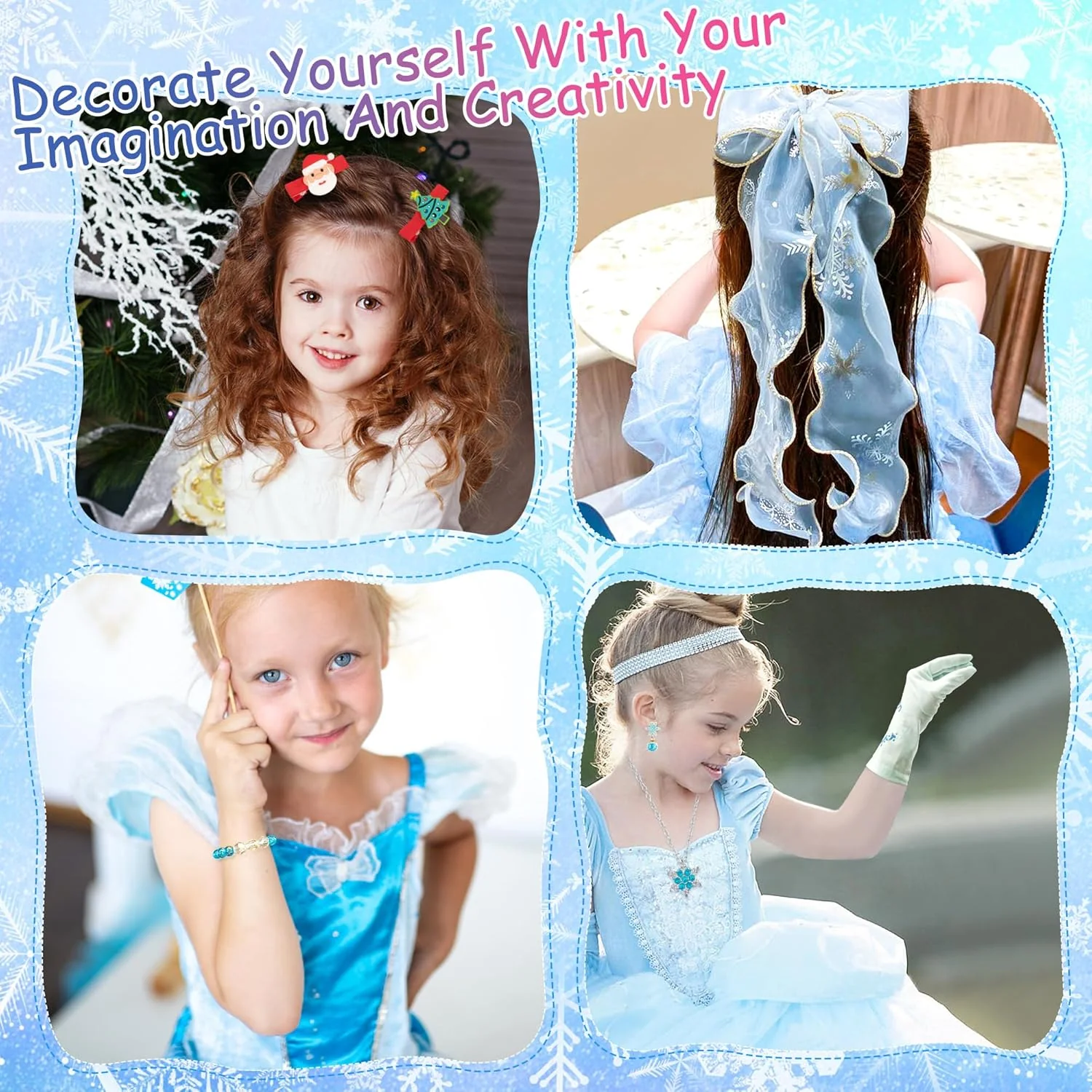 Kids Advent Calendar 2025 Princesses Jewelry Set Blue Princess Decorations Blind Box Girls Holiday Gifts - Image 5