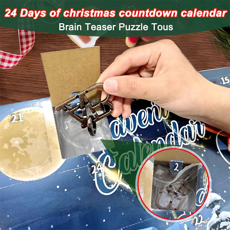 Kids Advent Calendar 2025 Puzzle Set 3D Metal and Wooden Puzzle Toy Christmas Gift Blind Box - Image 2