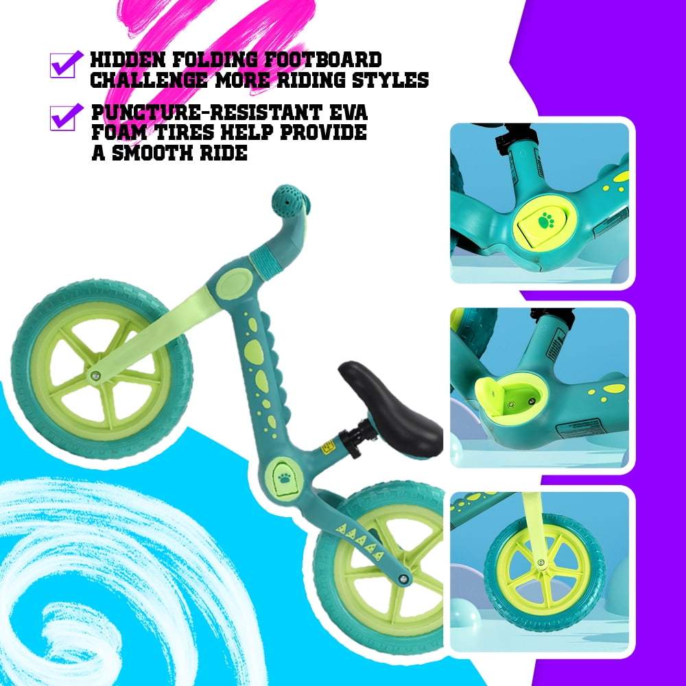 Kids Balance Bike Dinosaur Bike 2 Wheels with Foldable Footrest Ride-on Toys For Boy Girls - Image 5