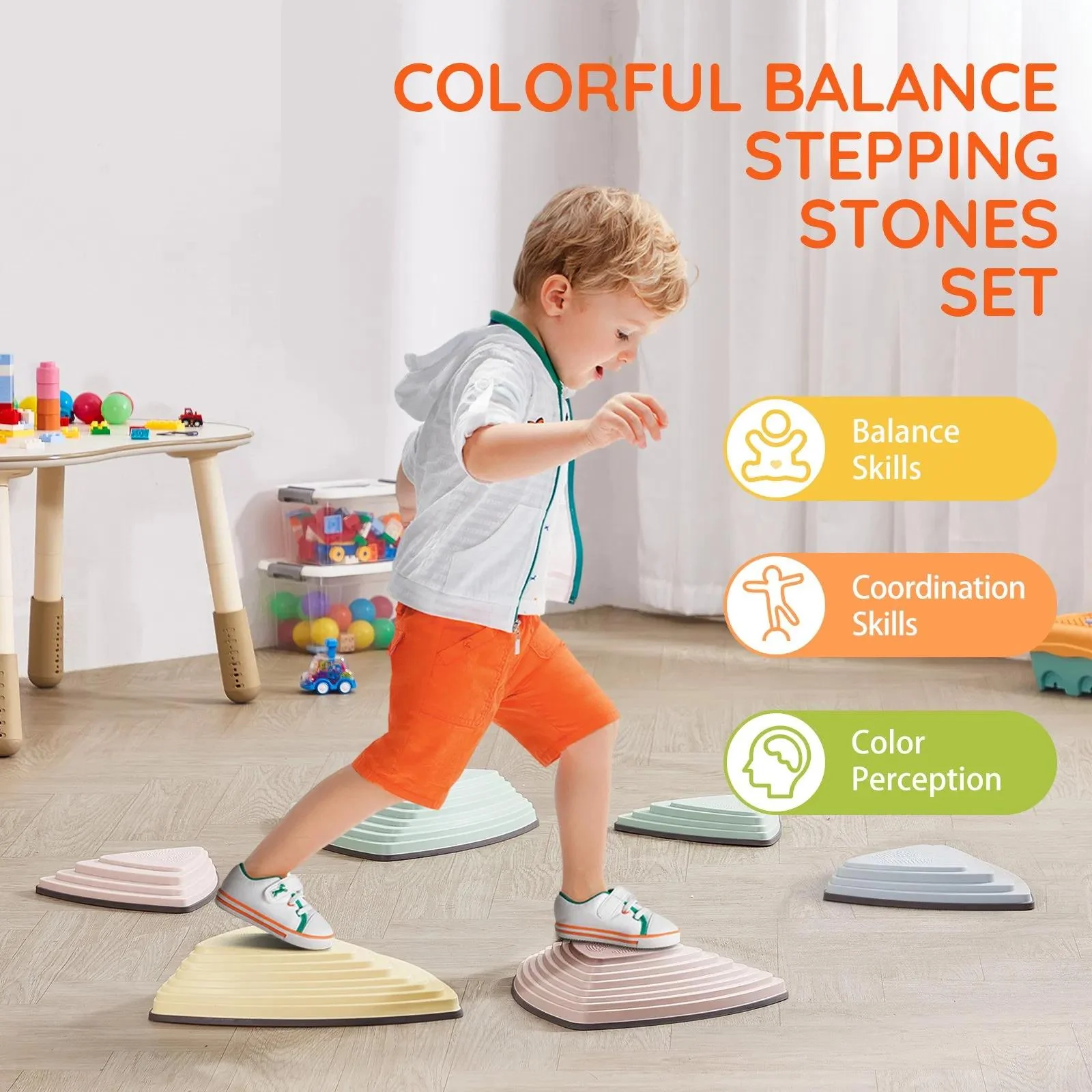 Kids Balance Stepping Stones 6PCS Sensory Obstacle Course Outdoor Indoor Toy - Image 6