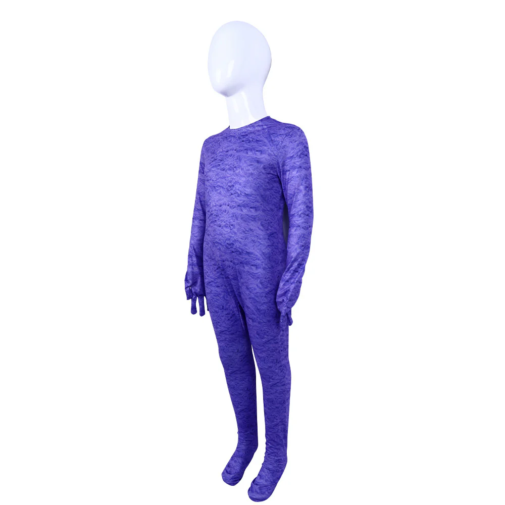 Kids 2024 Movie If Monster Blue Costume Purple Furry Monster Jumpsuit and Helmet 2pcs Set Ifs Outfit - Image 4