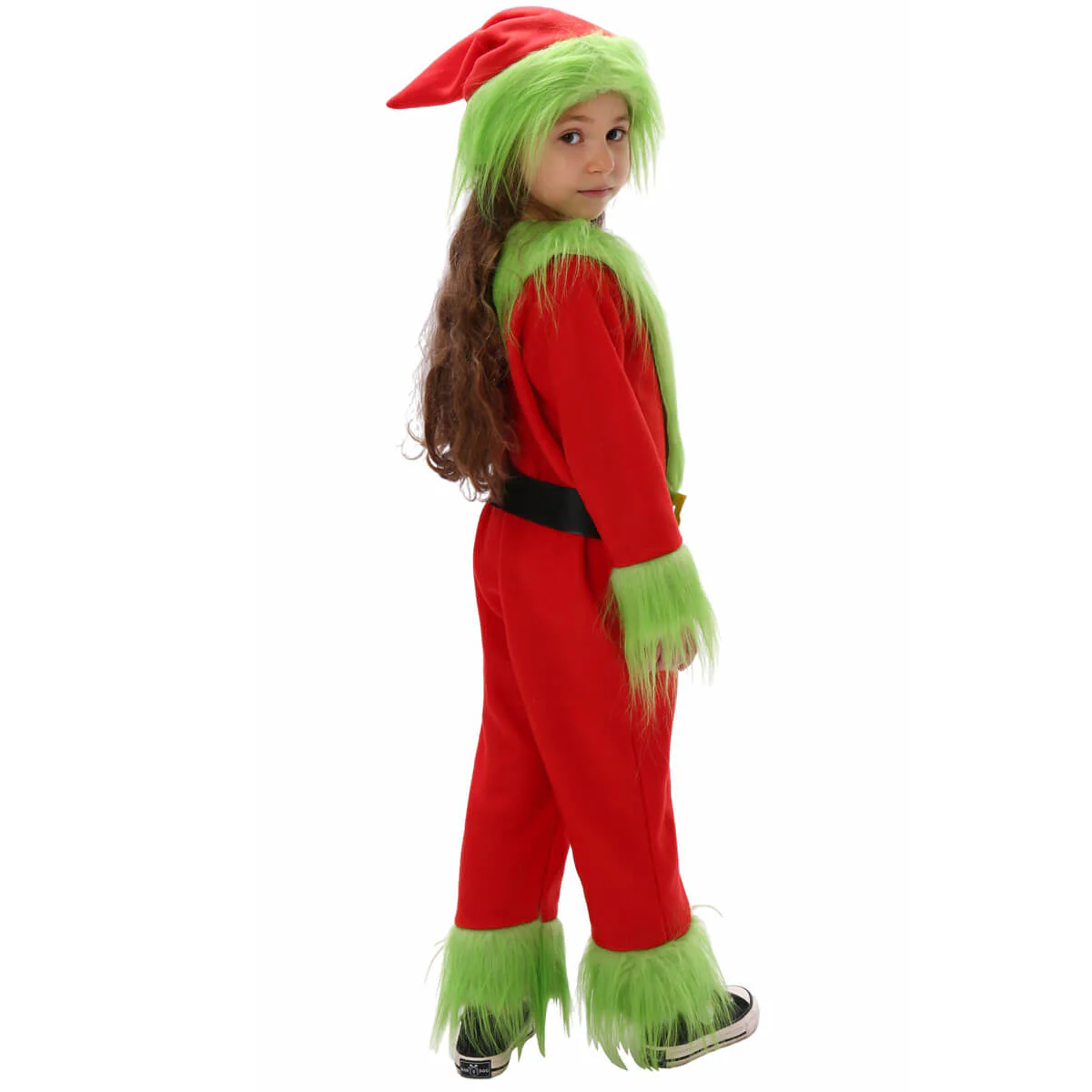 Kids Green Monster Santa Costume Furry Hooded Christmas Outfit for Boys and Girls - Image 5