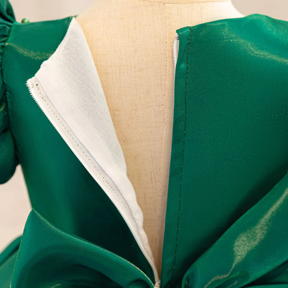 Toddler Christmas Party Dress Formal Puff Sleeve Xmas Smocked Green Costume for Girls - Image 10