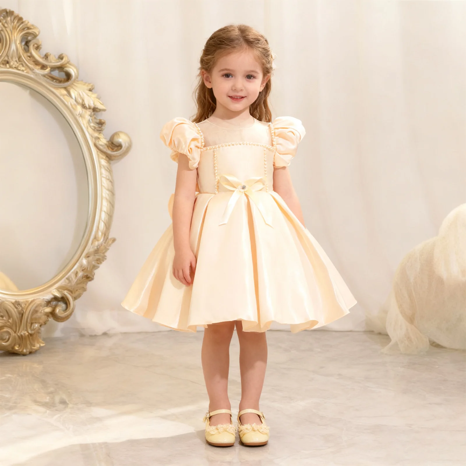 Toddler Christmas Party Dress Formal Puff Sleeve Xmas Smocked Green Costume for Girls - Image 11