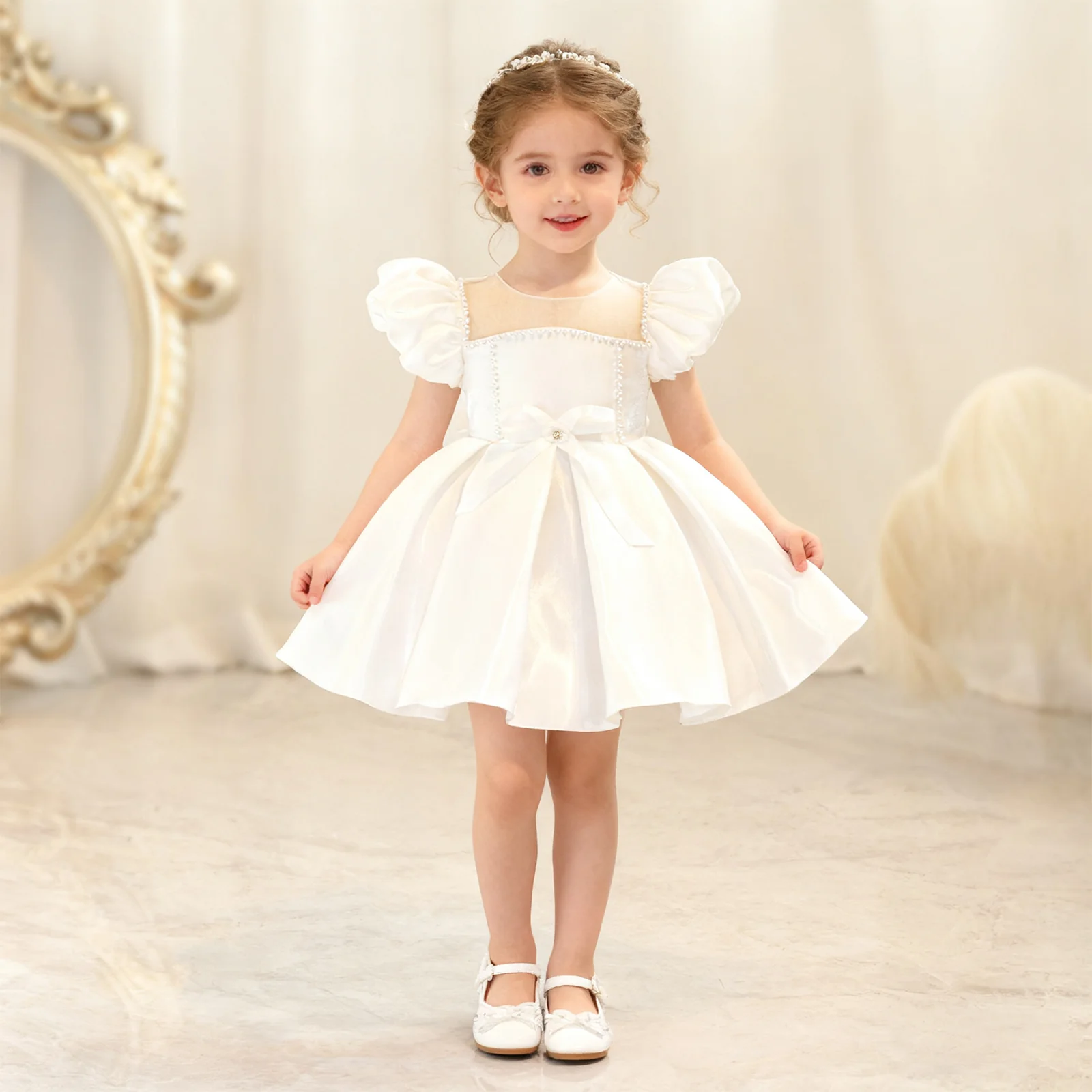 Toddler Christmas Party Dress Formal Puff Sleeve Xmas Smocked Green Costume for Girls - Image 16