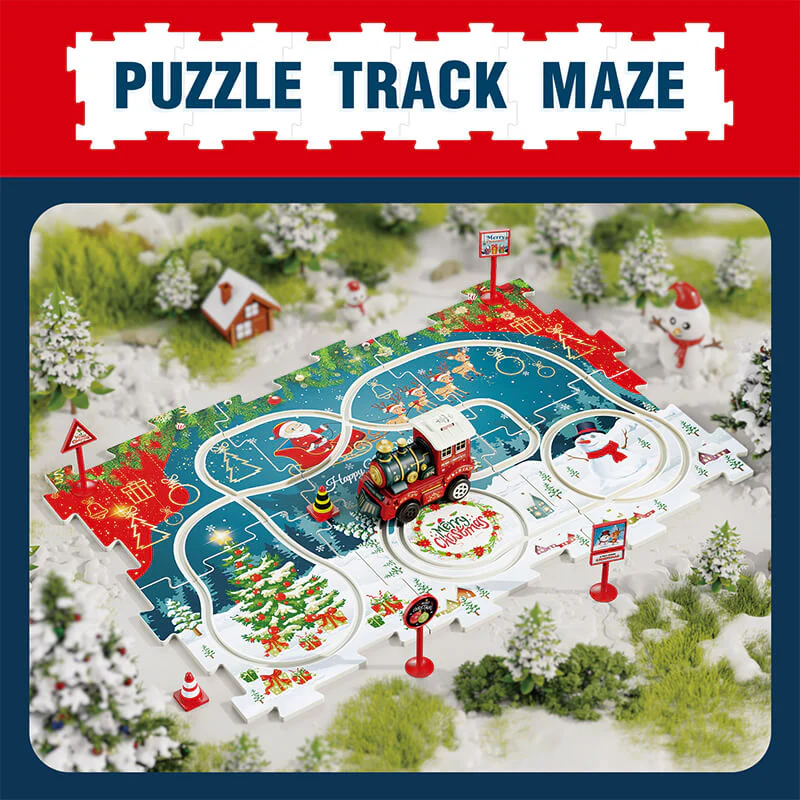 Kids Christmas Puzzle Track Car Set DIY Assembly Scene Electric Train Toy Christmas Gifts - Image 11