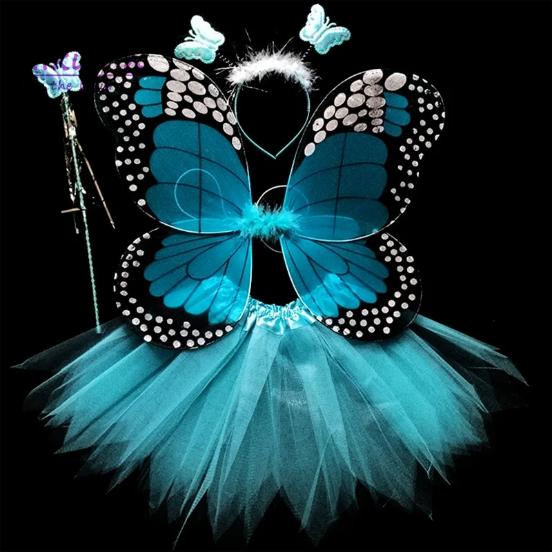 Kids Costume Cosplay Fairy Angel Wings Girl Butterfly Wings Performance Dress - Image 9