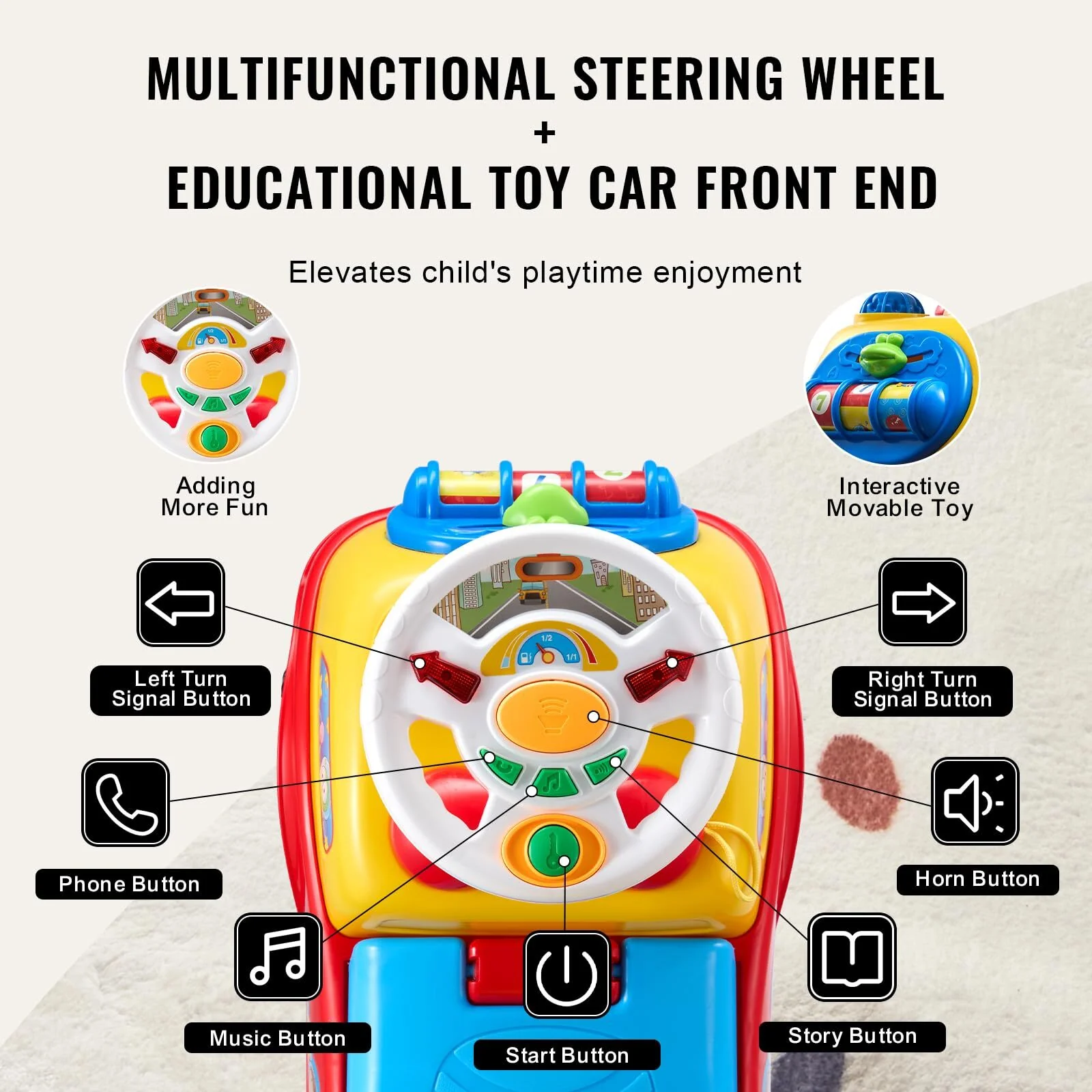 Toddler Cute Ride On Car Sliding Car with Music Storage Box Outdoor Indoor Car - Image 4