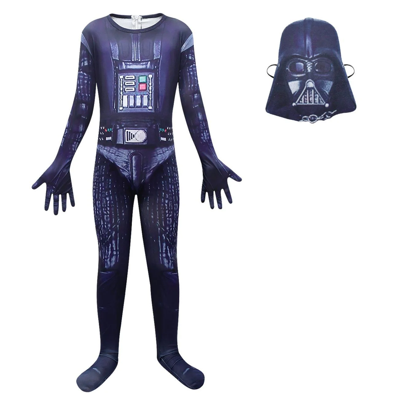 Kids Darth Costume Movie Vader Suit Jumpsuit and Mask for Halloween Party - Image 3