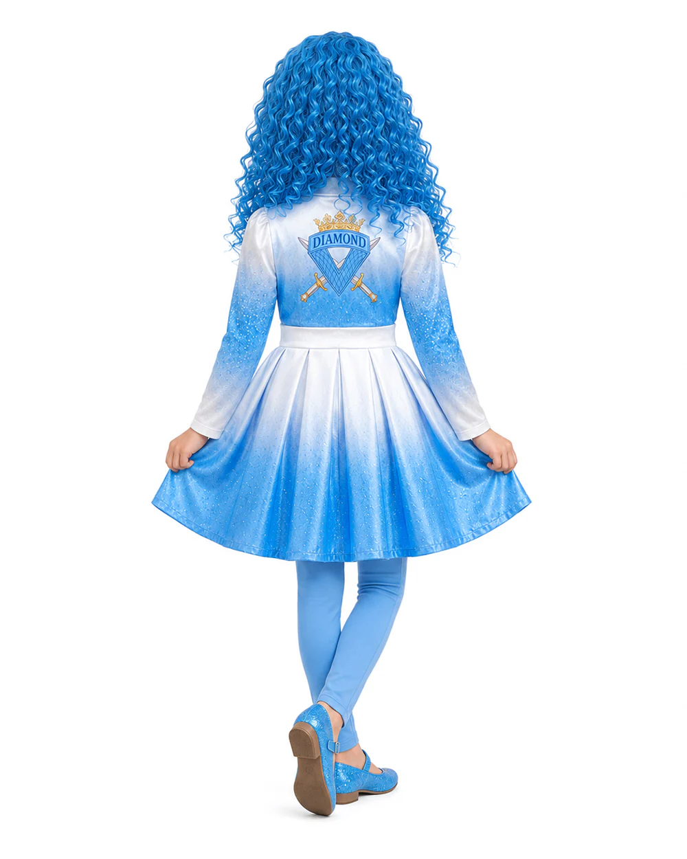 Kids Descendent Chloe Costume Movie 5 Blue Princess Jacket Dress and Leggings for Halloween Carnival - Image 3