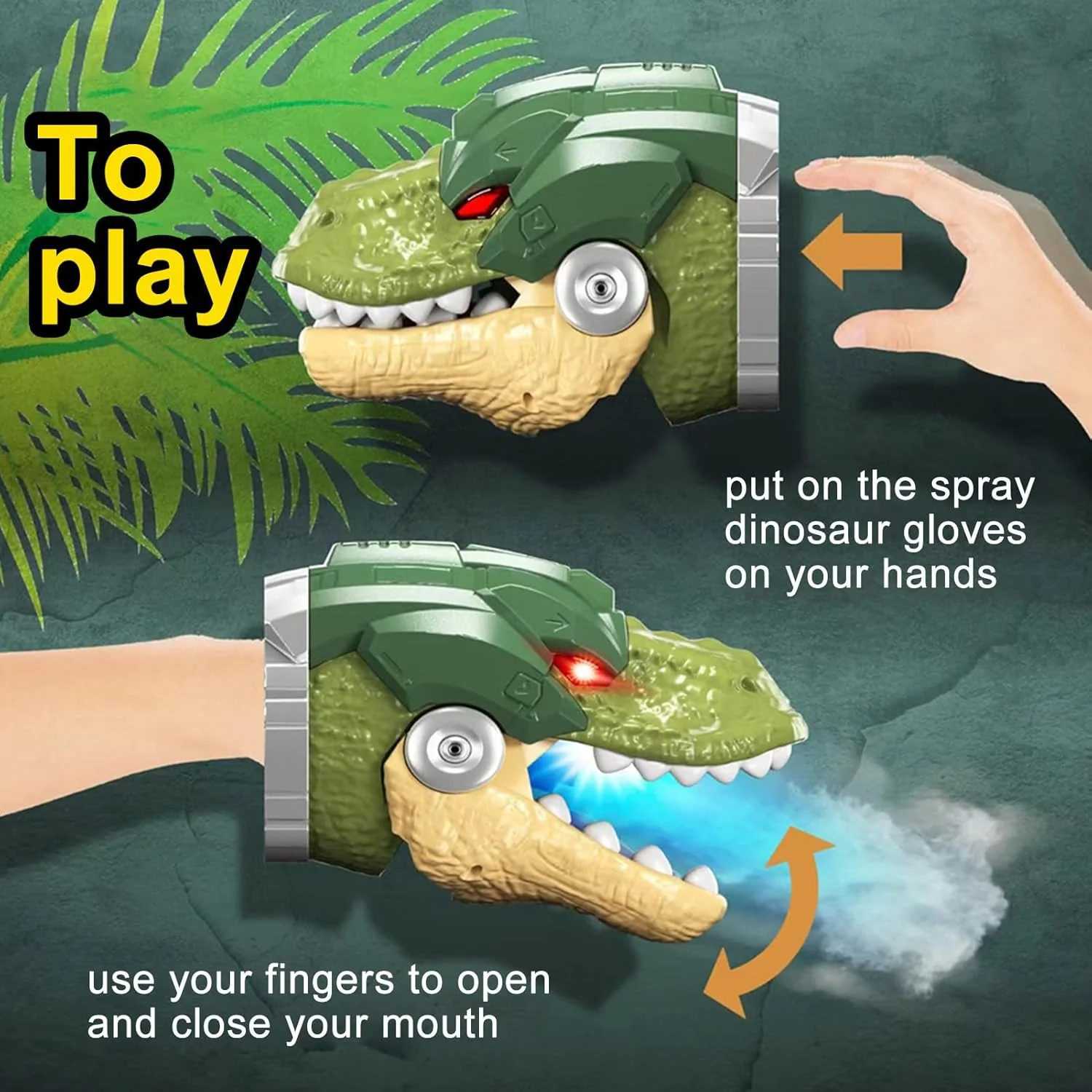 Kids Dinosaur Hand Puppet Spray Puppet Interactive Role-Play Toy with Sounds and Lights - Image 4
