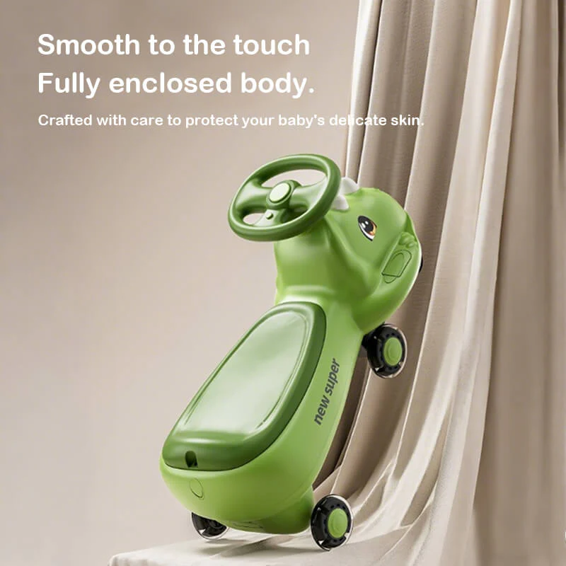 Kids Dinosaur Wiggle Car With Detachable Push Handle Quiet PU Wheels Sliding Car For Outdoors Indoors - Image 10