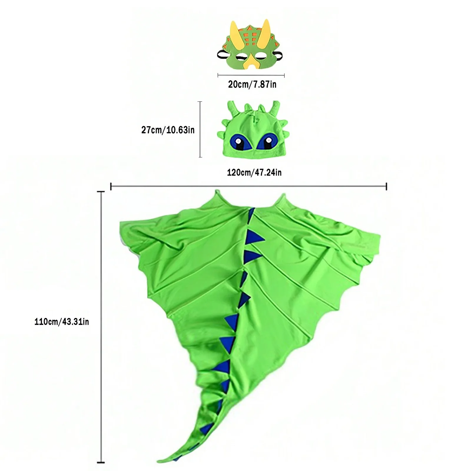 Kids Dragon Costume 3PCS Cloak Hat and Mask Dinosaur Cosplay Costume - Image 10