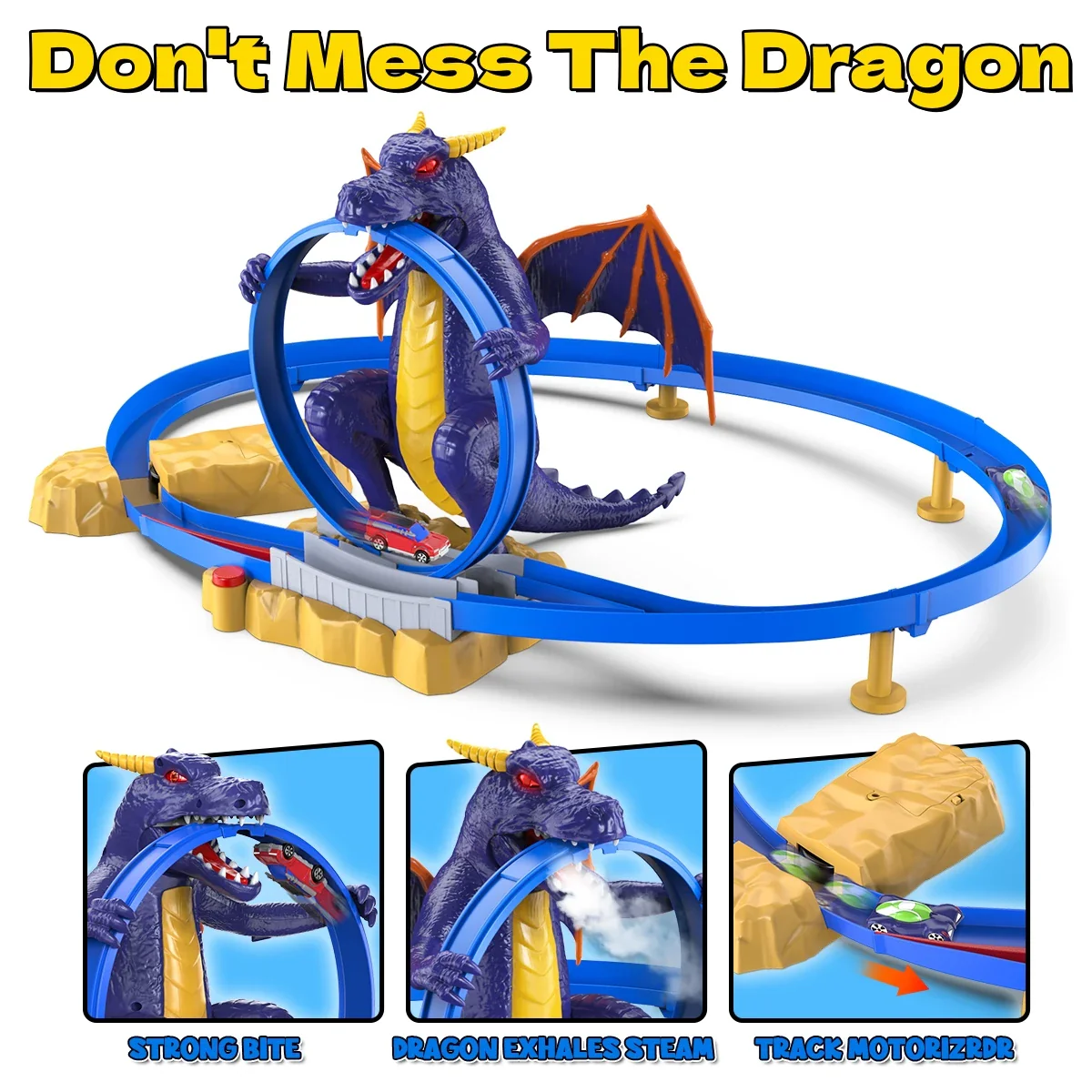 Kids Dragon Track Cars Set with Light & Spray Racing Car Toy Two-player Game Toys Holiday Gift - Image 5